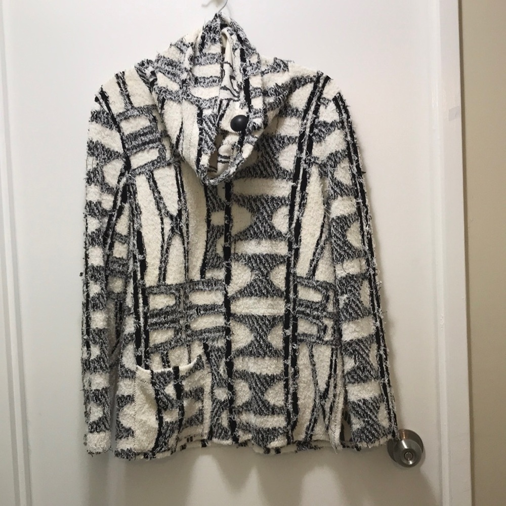 Chic Black and White Women's Cowl Neck Sweater